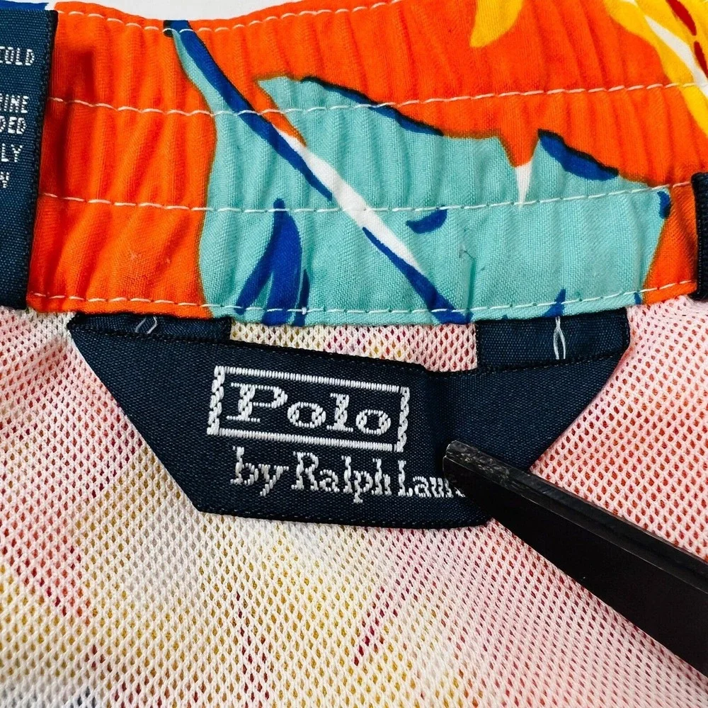 Polo By Ralph Lauren Swim Trunks Shorts Men Orange Drawstring Polyester‎ M